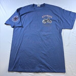 Fruit of the Loom Sturgis 2014 Black Hills Rally T-Shirt Mens XL Blue Motorcycle